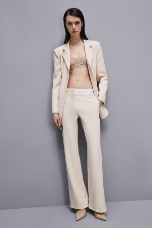Patrizia Pepe Low-waisted Pants In Comfort Fabric Beige | NTJBH7812