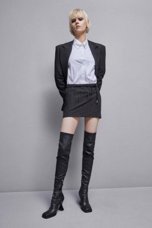 Patrizia Pepe Low-waisted Pinstripe Miniskirt Noir | BEMKA4120