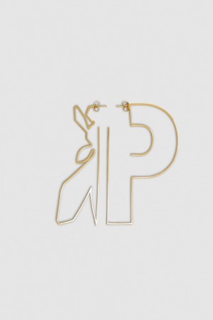 Patrizia Pepe Metal Maxy Fly Brass Earrings Doré | AVUDP0248