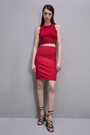 Patrizia Pepe Midi Pencil Skirt Rouge | ESZJN7650
