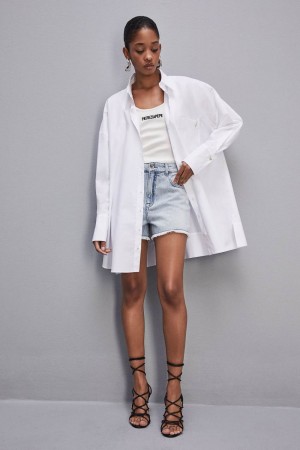 Patrizia Pepe Mini Over Shirt Dress Blanche | HVXMJ8429