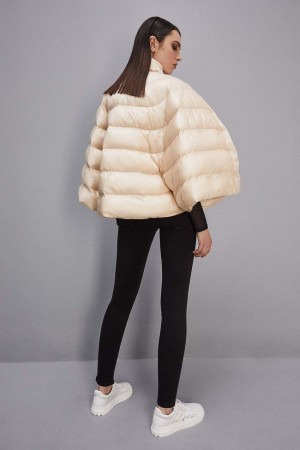 Patrizia Pepe Mix Fabric Padded Cape Beige | UOHJQ9012