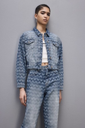 Patrizia Pepe Monogram Denim Jacket Bleu | MHKFP0721