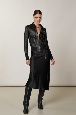 Patrizia Pepe Nappa Lambskin Jacket Noir | RWQHB0459