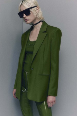 Patrizia Pepe One-button Flannel Blazer Vert | GESOB1594