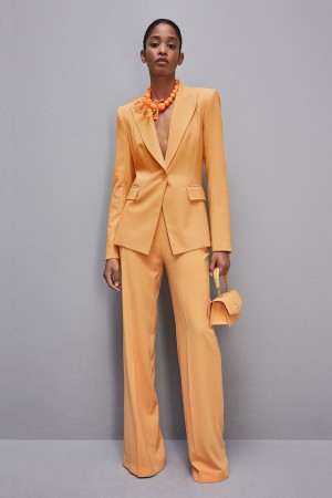 Patrizia Pepe One-button Jacket In Sablè Crepe Fabric Orange | KBNFS4517