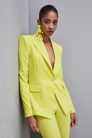 Patrizia Pepe One-button Jacket In Sablè Crepe Fabric Jaune | XNTRJ7054
