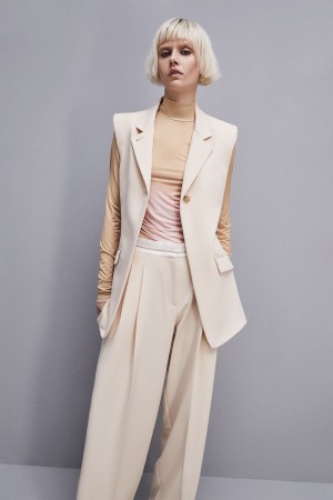 Patrizia Pepe One-button Sleeveless Vest Beige | BGPHX1049