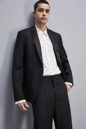 Patrizia Pepe One-button Tuxedo Jacket In Cool Wool Noir | EANMR1825