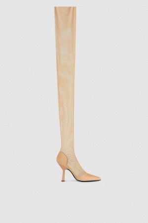 Patrizia Pepe Overknee Boots In Tulle Beige | UOCFY6783