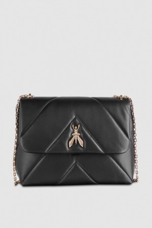 Patrizia Pepe Padded Fly Crossbody Bag Noir | LQWHY2108