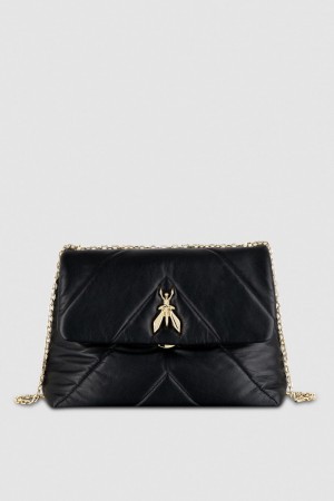 Patrizia Pepe Padded Fly Crossbody Bag Noir | KMXSL8490