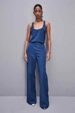 Patrizia Pepe Palazzo Pants In Technical Fabric Bleu Clair | IQSKD6831