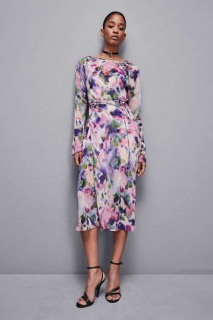 Patrizia Pepe Patterned Chiffon Midi Dress Multicolore | ZOICQ6597