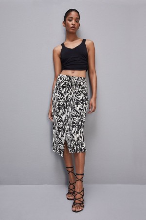 Patrizia Pepe Patterned Jersey Midi Skirt Blanche | XQKBD1968