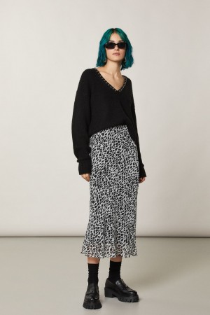 Patrizia Pepe Patterned Midi Skirt Blanche | YRCVN8097