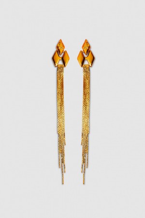 Patrizia Pepe Pendant Earrings With Micro Fly Links And Metal Fringing Orange | VDYRO9084