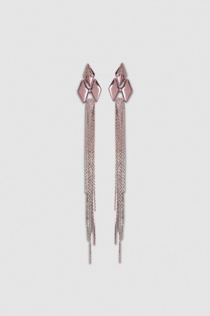 Patrizia Pepe Pendant Earrings With Micro Fly Links And Metal Fringing Rose | WVFYD0972