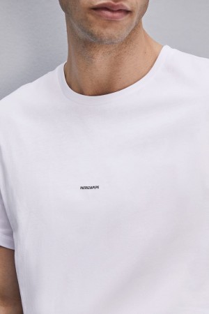 Patrizia Pepe Pima Cotton Jersey T-shirt With Logo Blanche | TOADU7319