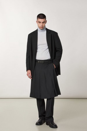 Patrizia Pepe Pleated Canvas Skirt Noir | BHZGT7219