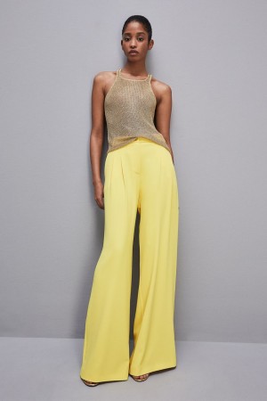 Patrizia Pepe Pleated Pants In Fluid Twill Jaune | WEKCU9067