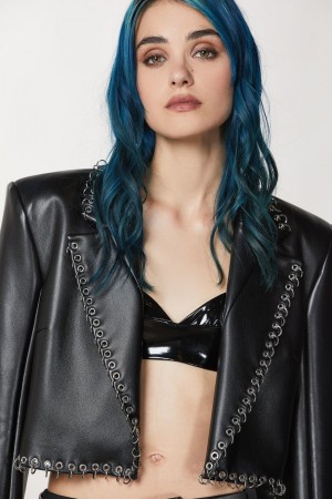 Patrizia Pepe Post Punk Cropped Jacket Noir | OZHAG3807