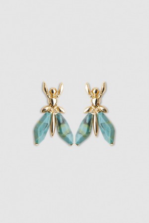 Patrizia Pepe Precious Fly Earrings With Stones Vert | OYQNK2058