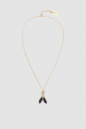 Patrizia Pepe Precious Fly Mini Necklace Noir | GIQPF9520
