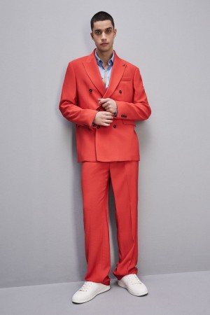 Patrizia Pepe Regular Double-breasted Jacket In Viscose Twill Rouge | IJFDT0754