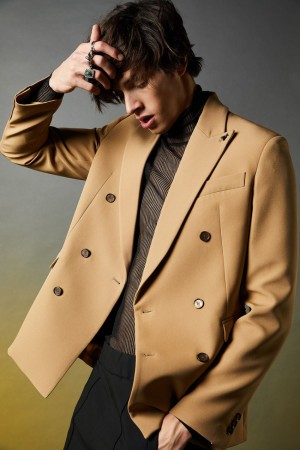 Patrizia Pepe Regular Fit Double-breasted Jacket Beige | ZLSJF2687