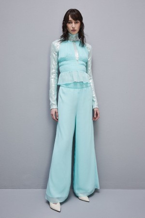 Patrizia Pepe Regular Waist Palazzo Pants Bleu Clair | IJGXP7826