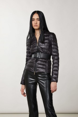 Patrizia Pepe Reversible Down Proof Nylon Down Jacket Noir | XKCDW3491