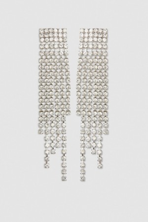 Patrizia Pepe Rhinestone Earrings Argent | VIZBL5081