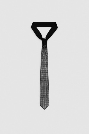 Patrizia Pepe Rhinestone Tie Noir | NCMAR1839