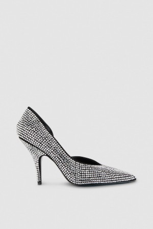 Patrizia Pepe Rhinestone-adorned Suede Pumps Noir | GKXJV5931