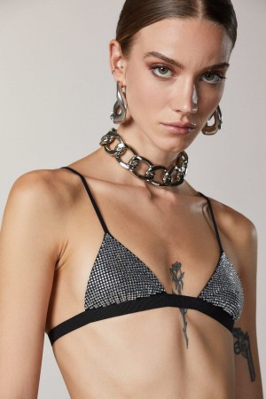 Patrizia Pepe Rhinestone-detailed Bra Noir | VIENZ8423