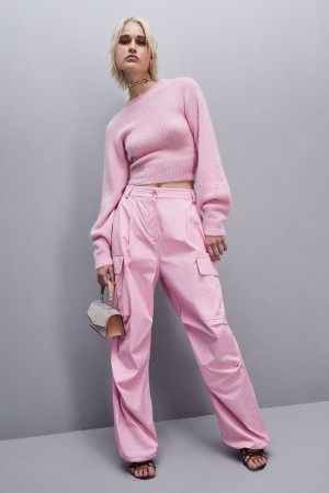 Patrizia Pepe Rib Knit Sweater With Round Neckline Rose | IAUOM4528