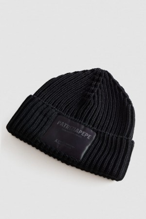 Patrizia Pepe Ribbed Fabric Hat Noir | LZYSP3497