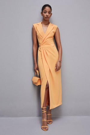 Patrizia Pepe Sablè Crepe Blazer Dress Orange | EDUIK6275