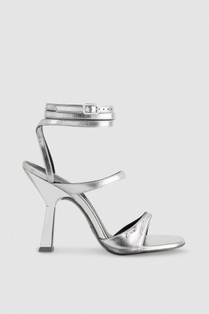 Patrizia Pepe Sandals With Heel And Ankle Strap Argent | FTIAZ7413