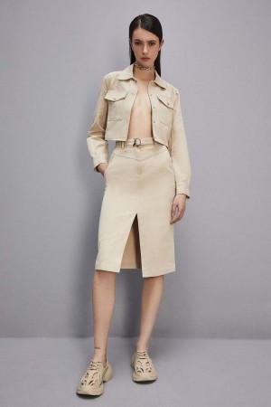 Patrizia Pepe Shirt Dress With Cut-out Beige | OGYBC0963