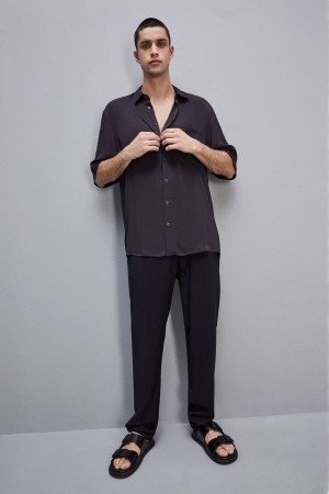 Patrizia Pepe Short Sleeve Shirt In Viscose Twill Bleu | ZWYND6324