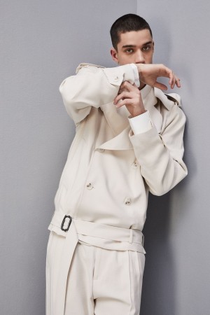 Patrizia Pepe Short Trench-effect Jacket In Viscose Twill Beige | RQMYJ0678