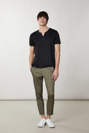 Patrizia Pepe Short-sleeved Henley T-shirt Noir | ULYNP7659
