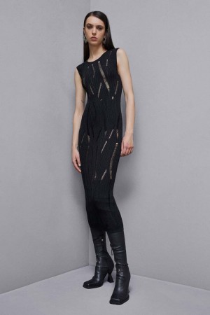 Patrizia Pepe Sleeveless Long Dress Noir | FUELZ3150