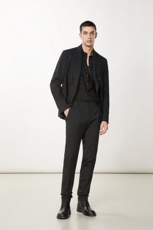 Patrizia Pepe Slim Canvas Pants Noir | CZOTM6924