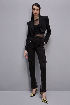 Patrizia Pepe Slim Cargo Pants Noir | MXFGC3405