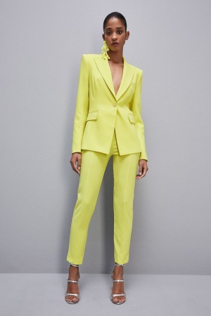 Patrizia Pepe Slim Cigarette Pants In Sablè Crepe Fabric Jaune | NZVMS4093