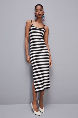 Patrizia Pepe Slim Jersey Dress With Cotton Straps Blanche | LFXQW4693