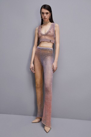 Patrizia Pepe Slim Mesh Pants Violette | BUWMP5281